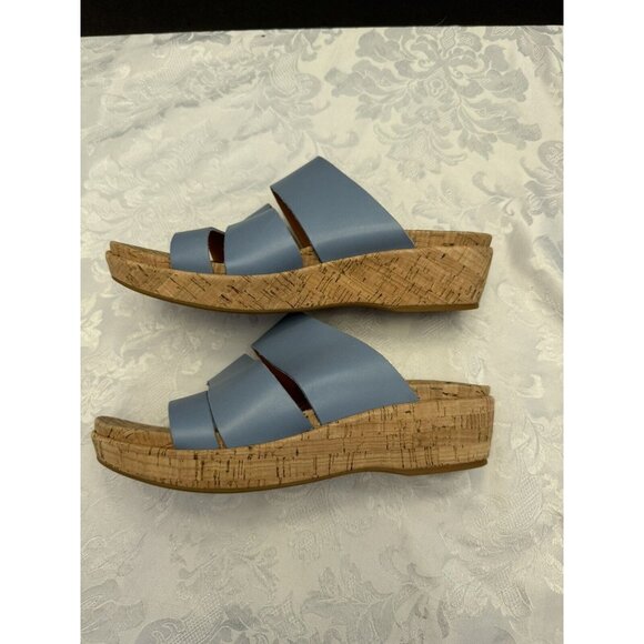 Kork Ease Size 8M Menzie Blue Leather Slip On Wedge Comfort Sandal Comfort - Picture 7 of 12